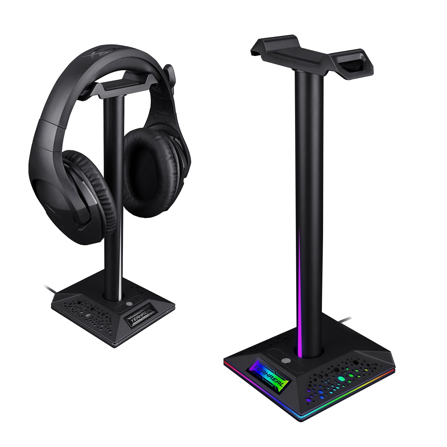 RGB Headphone Desktop Stand Gaming Headset Holder with 3.5mm AUX 2 USB Ports for Bose JBL AKG