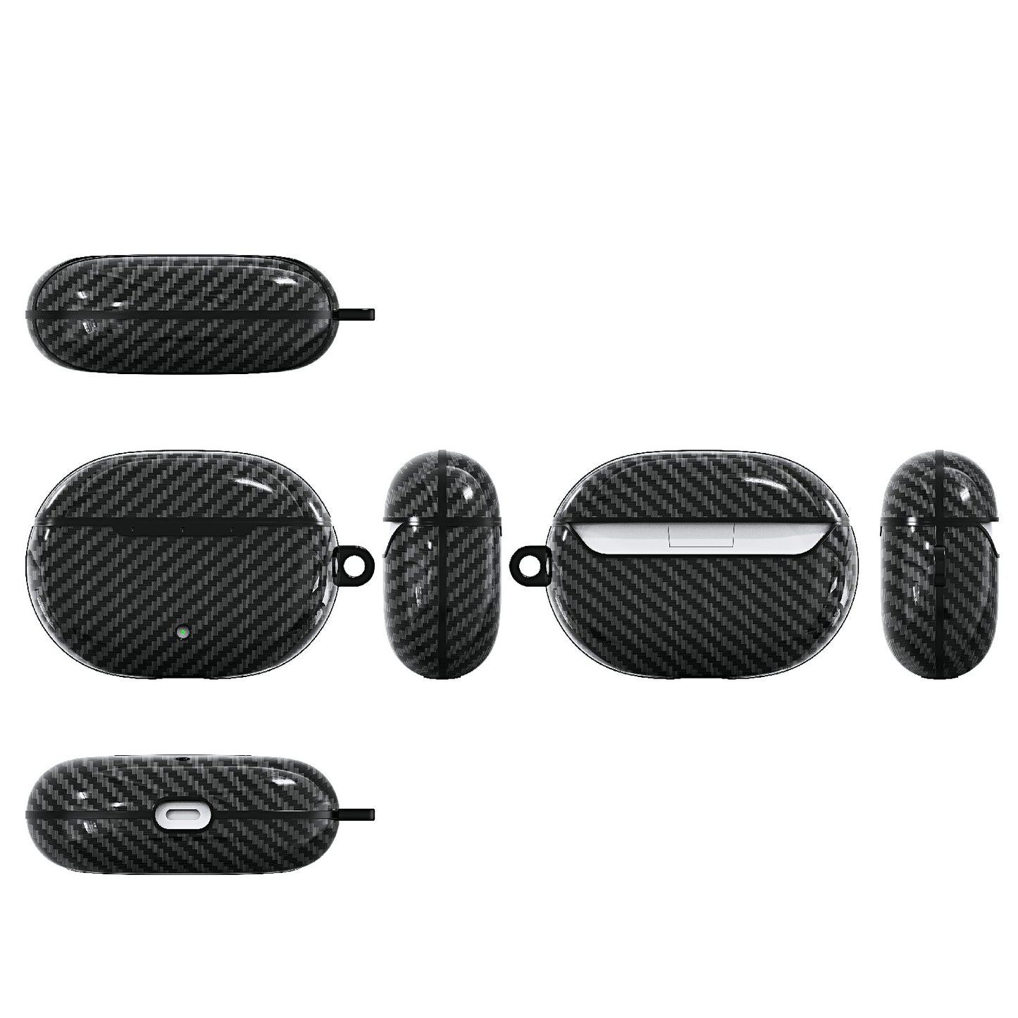 Carbon Fiber Texture Protective Case Bluetooth Earphone TPU Cover with Carabiner for Beats Studio Buds