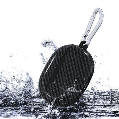 Carbon Fiber Texture Protective Case Bluetooth Earphone TPU Cover with Carabiner for Beats Studio Buds