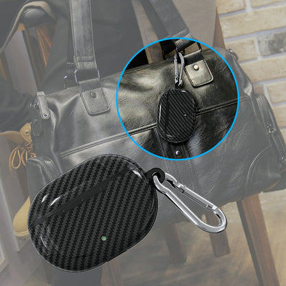 Carbon Fiber Texture Protective Case Bluetooth Earphone TPU Cover with Carabiner for Beats Studio Buds