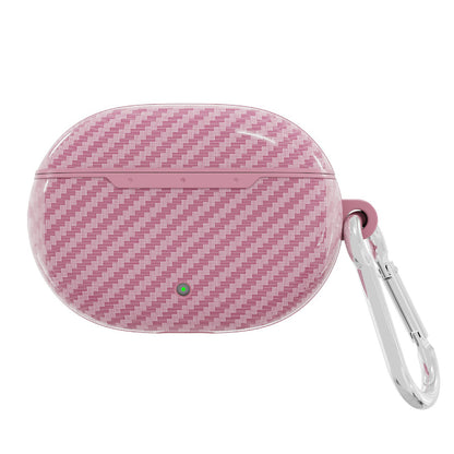 Carbon Fiber Texture Protective Case Bluetooth Earphone TPU Cover with Carabiner for Beats Studio Buds