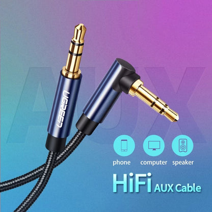 UGREEN 1.5m For Phone Tablet PC Headphone AUX Cord 3.5mm Male to Male Right Angle Audio Extension Cable