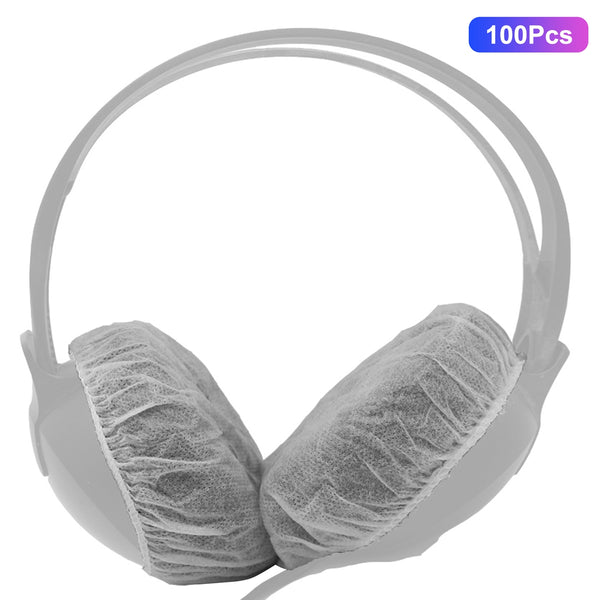 100Pcs/Set Non-Woven Sanitary Headset Ear Cover Disposable Stretch Covers Dust-proof for On-Ear Headphones with 6.5-7.5cm Earpads