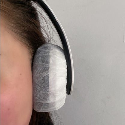 100Pcs/Set Non-Woven Sanitary Headset Ear Cover Disposable Stretch Covers Dust-proof for On-Ear Headphones with 6.5-7.5cm Earpads