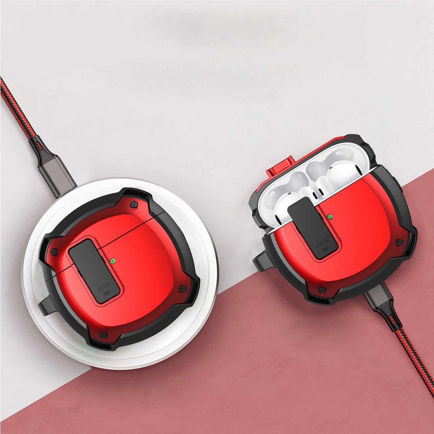 For Huawei FreeBuds 4/4E Snap-on Lid Design Bluetooth Earphone Cover TPU+PC Anti-drop Protective Case