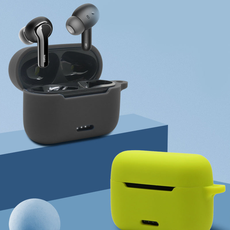 Anti-fall Silicone Case for TOZO NC2 Wireless Bluetooth Headphones Cover with Anti-lost Carabiner