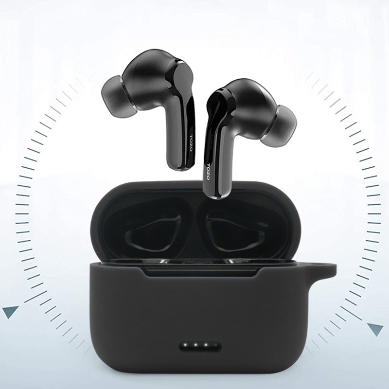 Anti-fall Silicone Case for TOZO NC2 Wireless Bluetooth Headphones Cover with Anti-lost Carabiner