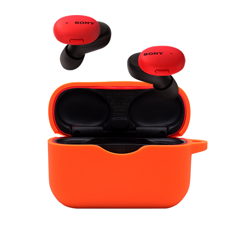 For Sony WF-H800 TWS Bluetooth Earphone Silicone Drop-proof Cover Case with Hanging Buckle