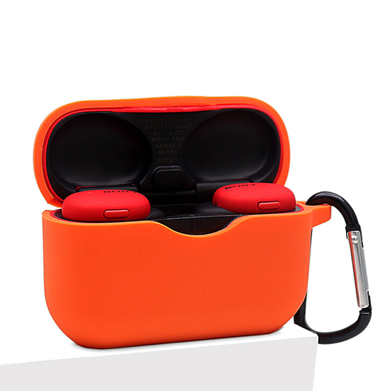 For Sony WF-H800 TWS Bluetooth Earphone Silicone Drop-proof Cover Case with Hanging Buckle