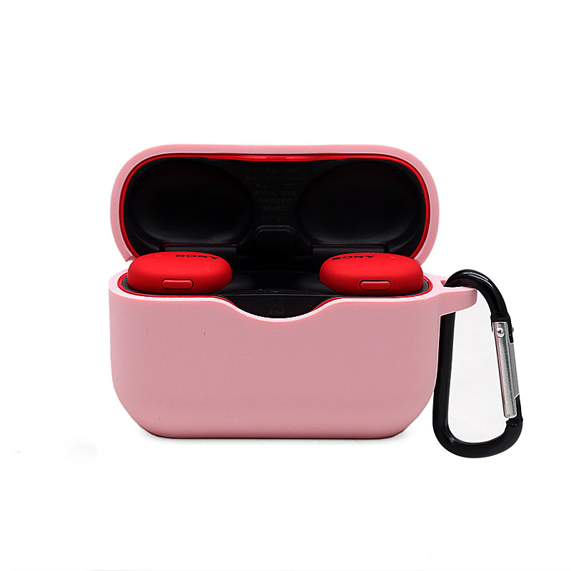 For Sony WF-H800 TWS Bluetooth Earphone Silicone Drop-proof Cover Case with Hanging Buckle