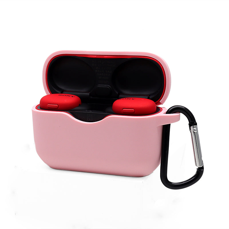 For Sony WF-H800 TWS Bluetooth Earphone Silicone Drop-proof Cover Case with Hanging Buckle