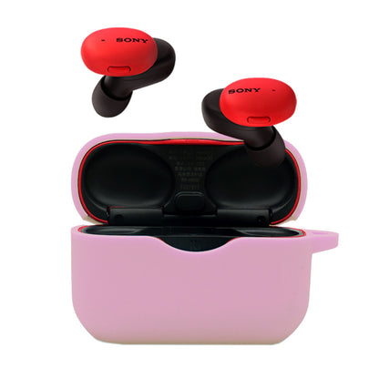 For Sony WF-H800 TWS Bluetooth Earphone Silicone Drop-proof Cover Case with Hanging Buckle