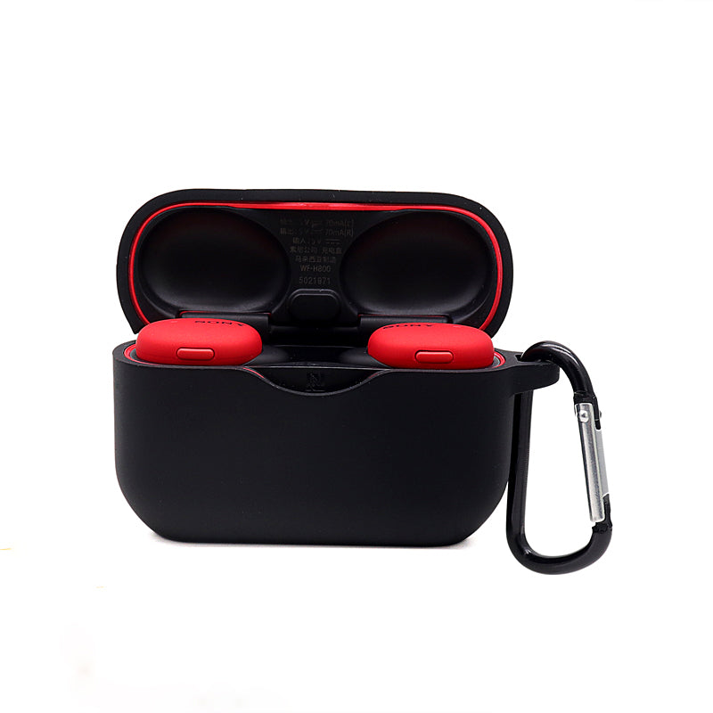 For Sony WF-H800 TWS Bluetooth Earphone Silicone Drop-proof Cover Case with Hanging Buckle