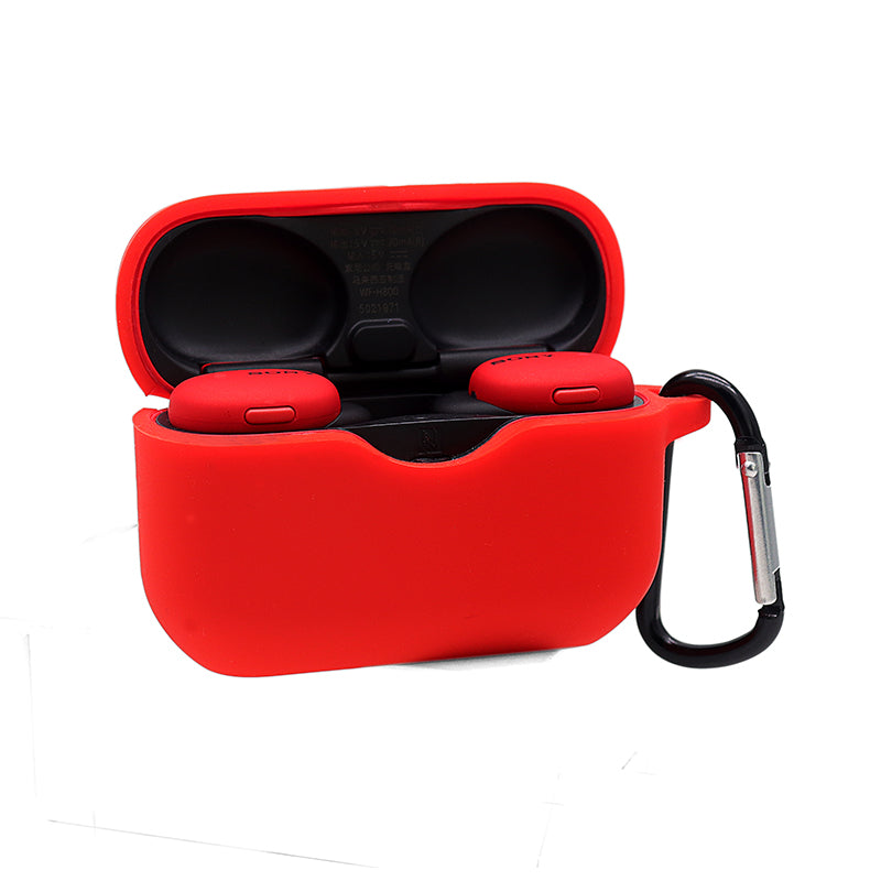For Sony WF-H800 TWS Bluetooth Earphone Silicone Drop-proof Cover Case with Hanging Buckle