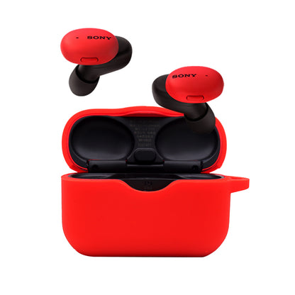 For Sony WF-H800 TWS Bluetooth Earphone Silicone Drop-proof Cover Case with Hanging Buckle