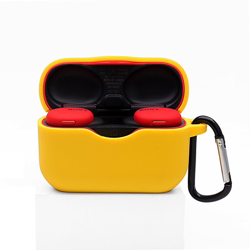 For Sony WF-H800 TWS Bluetooth Earphone Silicone Drop-proof Cover Case with Hanging Buckle