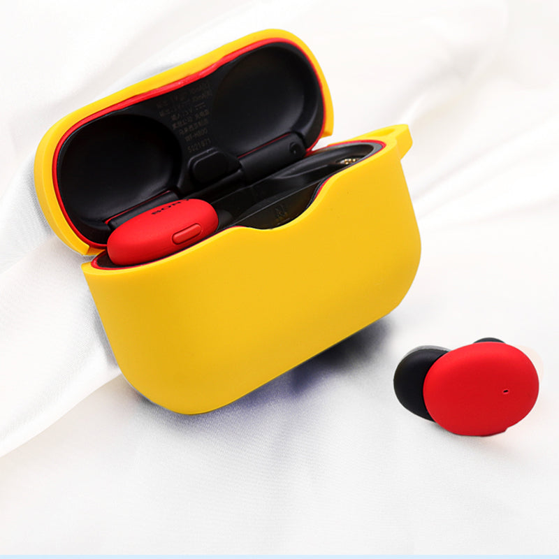 For Sony WF-H800 TWS Bluetooth Earphone Silicone Drop-proof Cover Case with Hanging Buckle