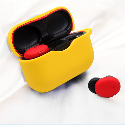 For Sony WF-H800 TWS Bluetooth Earphone Silicone Drop-proof Cover Case with Hanging Buckle