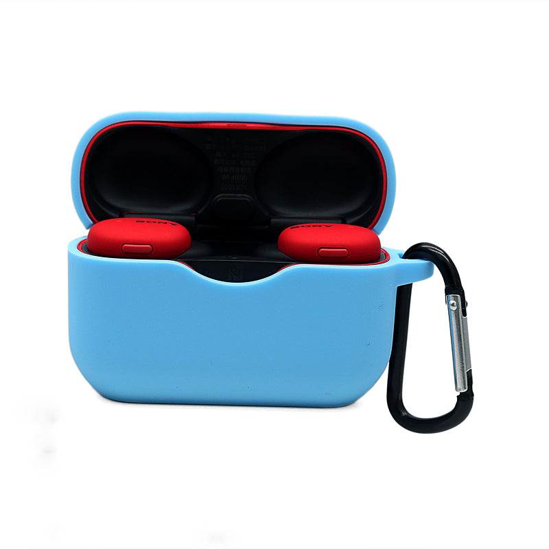 For Sony WF-H800 TWS Bluetooth Earphone Silicone Drop-proof Cover Case with Hanging Buckle