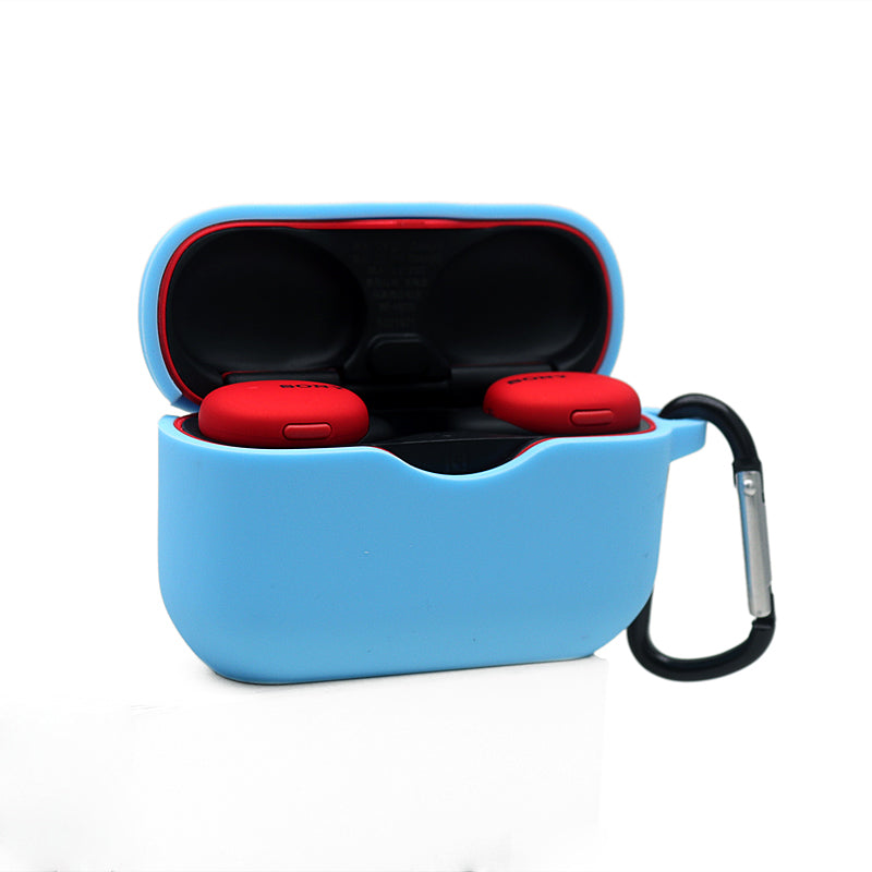 For Sony WF-H800 TWS Bluetooth Earphone Silicone Drop-proof Cover Case with Hanging Buckle