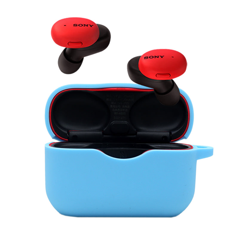 For Sony WF-H800 TWS Bluetooth Earphone Silicone Drop-proof Cover Case with Hanging Buckle