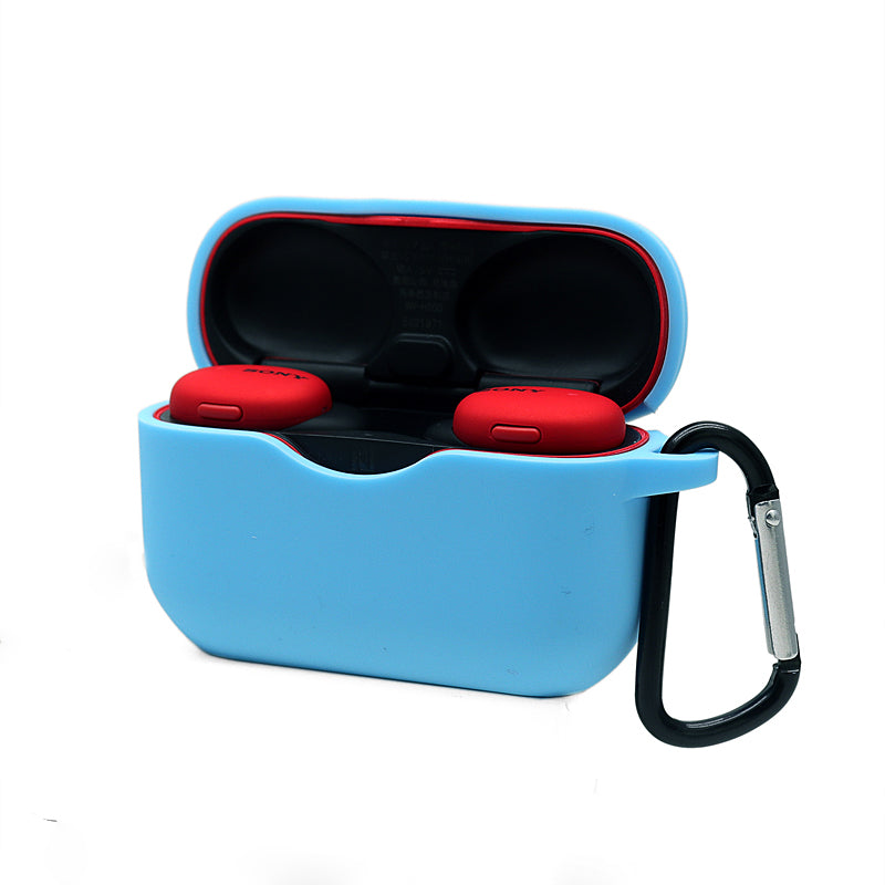 For Sony WF-H800 TWS Bluetooth Earphone Silicone Drop-proof Cover Case with Hanging Buckle