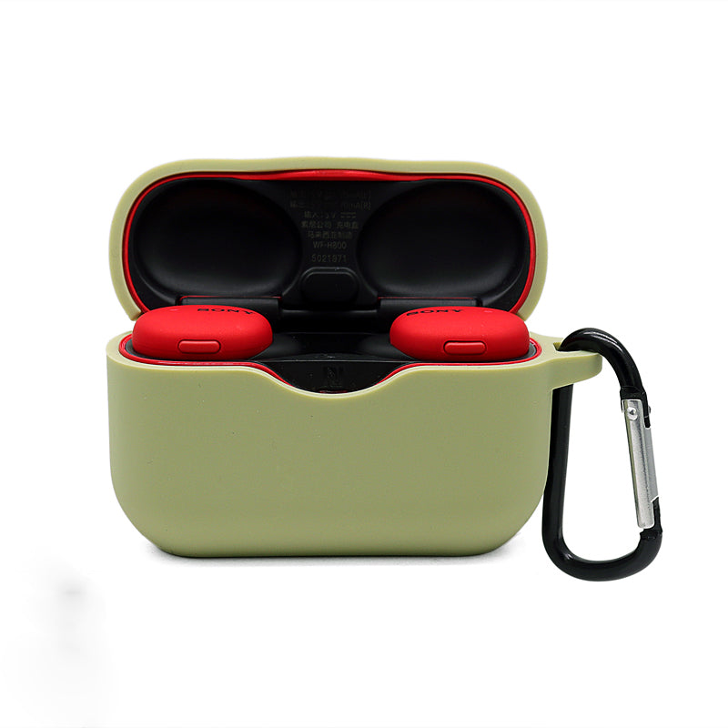 For Sony WF-H800 TWS Bluetooth Earphone Silicone Drop-proof Cover Case with Hanging Buckle