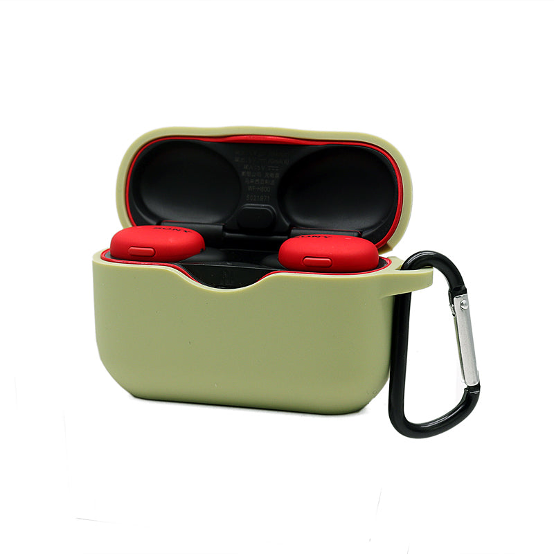 For Sony WF-H800 TWS Bluetooth Earphone Silicone Drop-proof Cover Case with Hanging Buckle