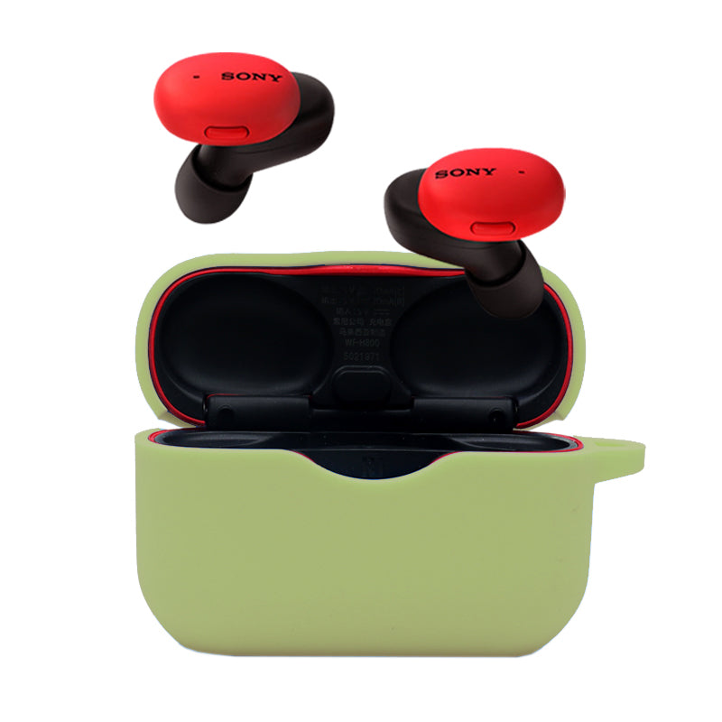 For Sony WF-H800 TWS Bluetooth Earphone Silicone Drop-proof Cover Case with Hanging Buckle