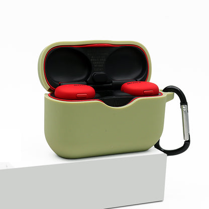 For Sony WF-H800 TWS Bluetooth Earphone Silicone Drop-proof Cover Case with Hanging Buckle