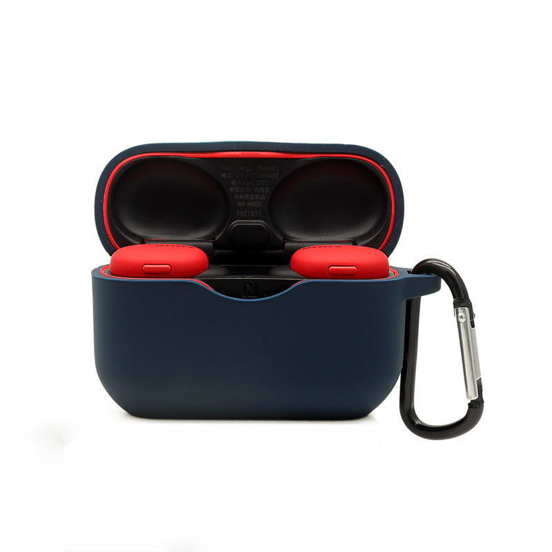 For Sony WF-H800 TWS Bluetooth Earphone Silicone Drop-proof Cover Case with Hanging Buckle