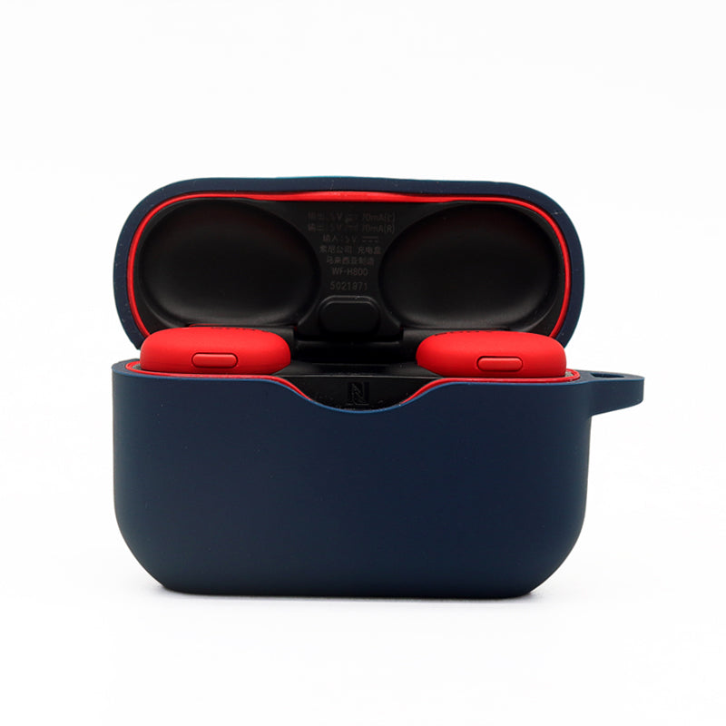 For Sony WF-H800 TWS Bluetooth Earphone Silicone Drop-proof Cover Case with Hanging Buckle