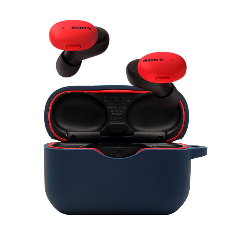 For Sony WF-H800 TWS Bluetooth Earphone Silicone Drop-proof Cover Case with Hanging Buckle