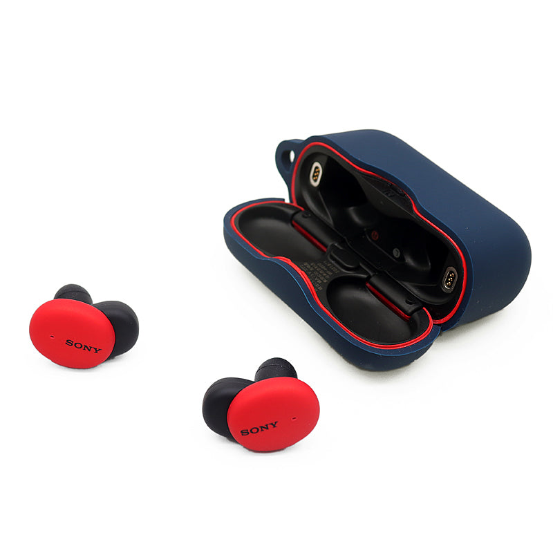 For Sony WF-H800 TWS Bluetooth Earphone Silicone Drop-proof Cover Case with Hanging Buckle