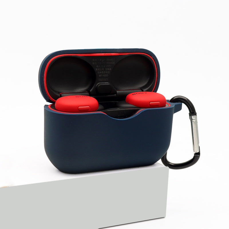 For Sony WF-H800 TWS Bluetooth Earphone Silicone Drop-proof Cover Case with Hanging Buckle