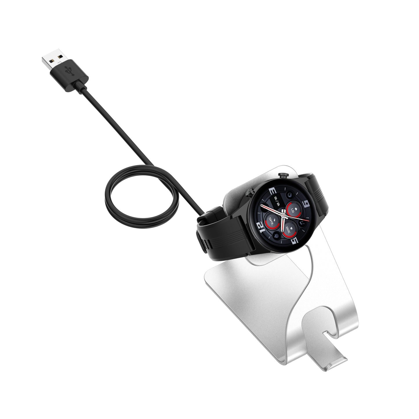 For Honor Watch GS3 Charging Cable Smart Watch Charger with Aluminum Alloy Bracket Stand Set (with Magnetic Function and Chip Protection)