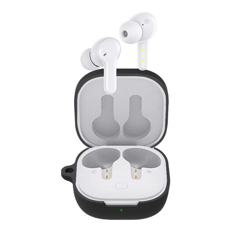 For QCY T13 Anti-scratch Silicone Cover Anti-drop Bluetooth Earphone Protective Sleeve Case with Anti-lost Buckle