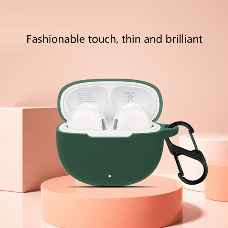 Silicone Case for QCY T20 Bluetooth Earbuds Cover Drop-Proof Soft Protector with Anti-Lost Buckle