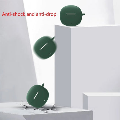 Silicone Case for QCY T20 Bluetooth Earbuds Cover Drop-Proof Soft Protector with Anti-Lost Buckle