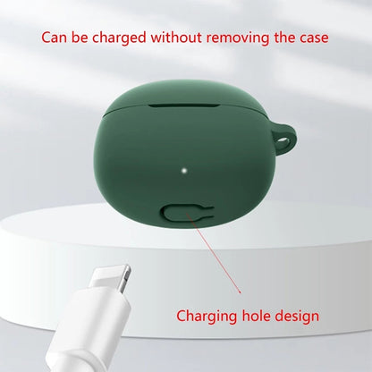 Silicone Case for QCY T20 Bluetooth Earbuds Cover Drop-Proof Soft Protector with Anti-Lost Buckle
