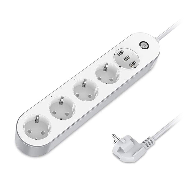 SA-P WiFi Indoor Smart Power Strip 4AC+3USB Smart Plug Power Socket Work for Alexa, Tuya App, Support Voice / APP Remote Control and Timer Function