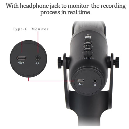 DLDZ JD-950 Gaming Live Streaming Condenser Microphone with RGB Dynamic Light 360&#176; Rotatable Type-C Mic for Windows Desktop PC Laptop