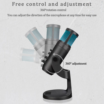 DLDZ JD-950 Gaming Live Streaming Condenser Microphone with RGB Dynamic Light 360&#176; Rotatable Type-C Mic for Windows Desktop PC Laptop