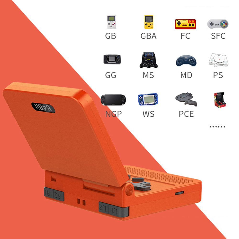 POWKIDDY V90 (64GB Card) English Version Flip Cover Retro Game Console 3-inch Screen Open Source Video Game Player Gift