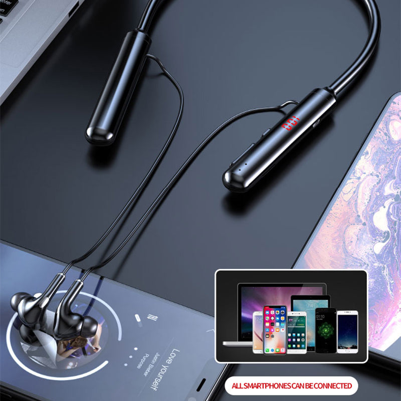 960 Bluetooth 5.0 Earphone Sports Neckband Headphone Bass Stereo Power LED Display Noise Cancelling Headset Support TF Card
