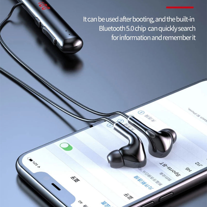 960 Bluetooth 5.0 Earphone Sports Neckband Headphone Bass Stereo Power LED Display Noise Cancelling Headset Support TF Card