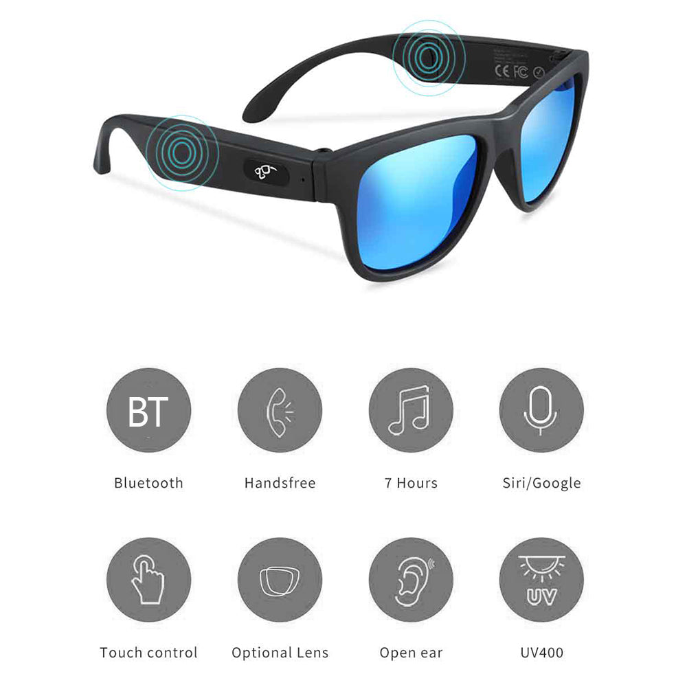 G1 Bone Conduction Smart Audio Sunglasses Wireless Bluetooth Hands-free Earphone Anti-Blue Light Music Glasses
