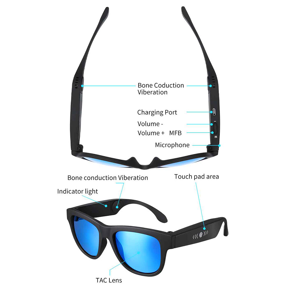 G1 Bone Conduction Smart Audio Sunglasses Wireless Bluetooth Hands-free Earphone Anti-Blue Light Music Glasses