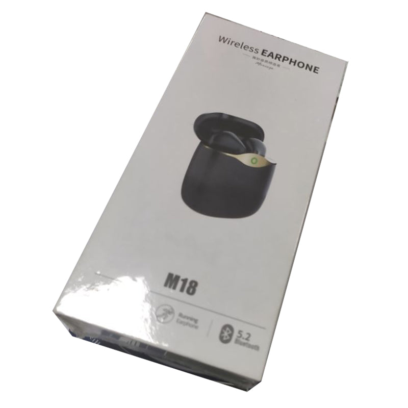 M18 TWS Bluetooth 5.2 Headset Binaural Stereo Wireless Earbuds IP3 Waterproof Sports Headphones Compatible with Mobile Phones/ Tablets/Laptops
