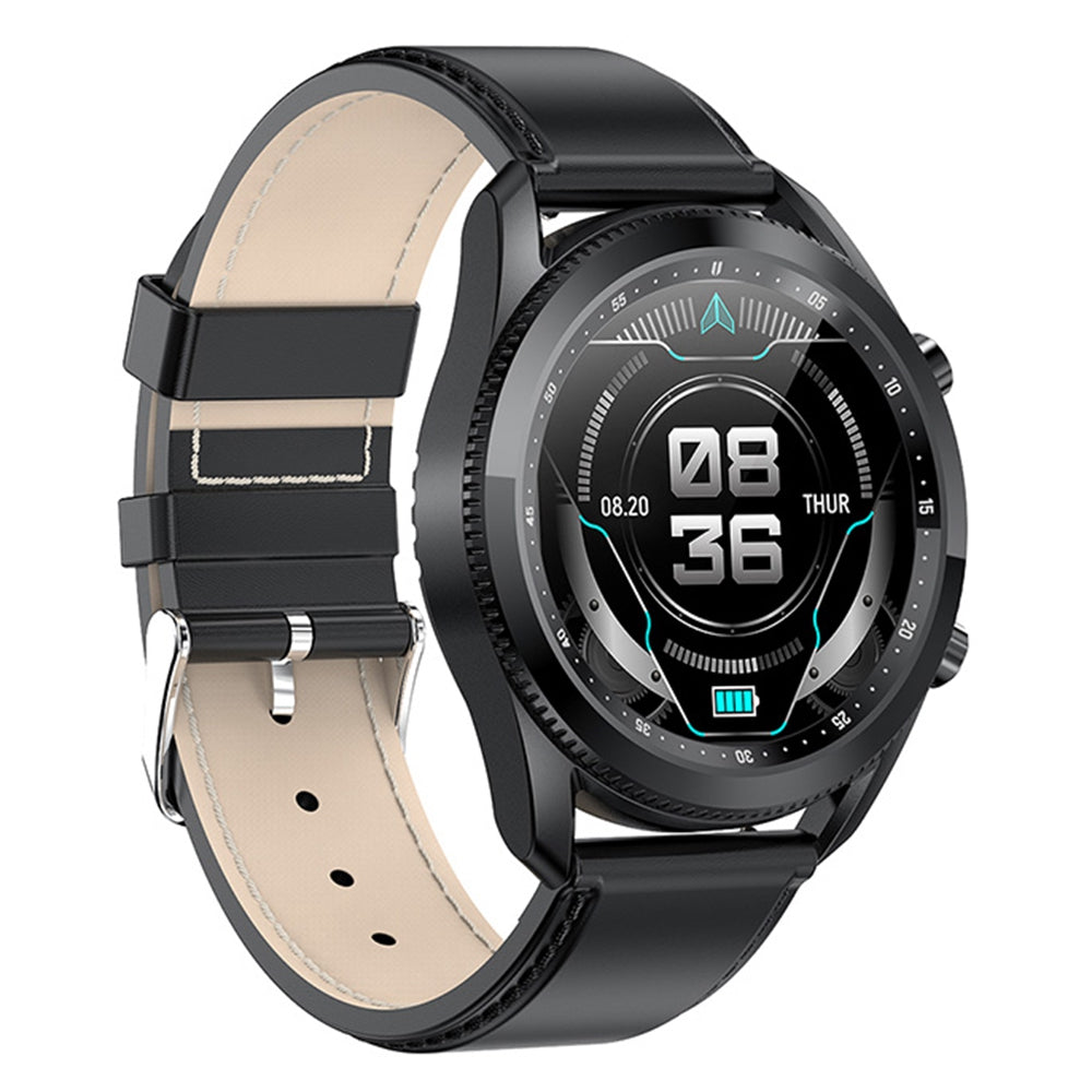 C6 Rotating Dial Leather Strap Round Smart Watch Sleep Heart Rate Monitoring Bluetooth Calls Sports Smart Bracelet